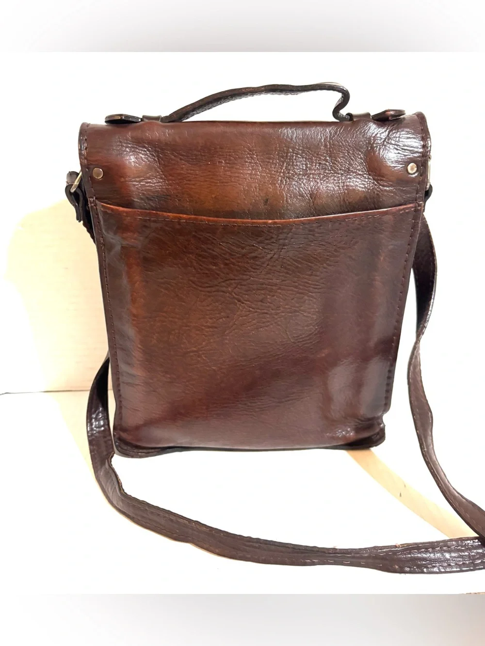 Vintage unisex Classic Brown Leather Men’s Crossbody everyday Bag
